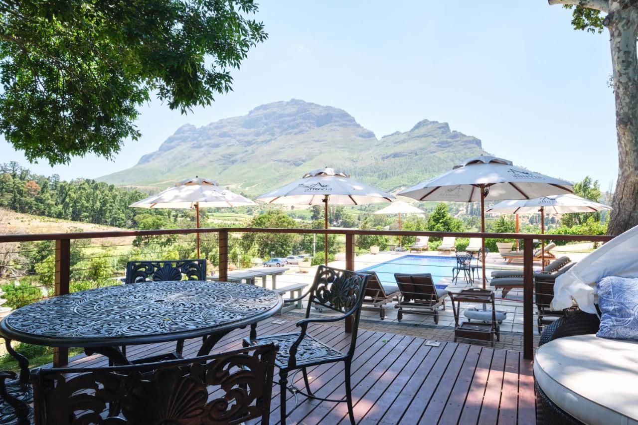 Alluvia Boutique Winery&Luxury Accommodation Stellenbosch Extérieur photo View of the Three Sisters from the deck of the restaurant at the Boschendal Wine Estate